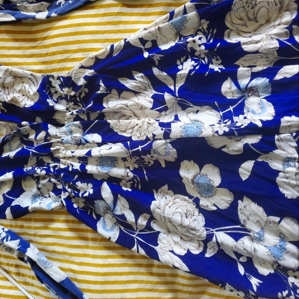 Cobalt blue floral jumpsuit